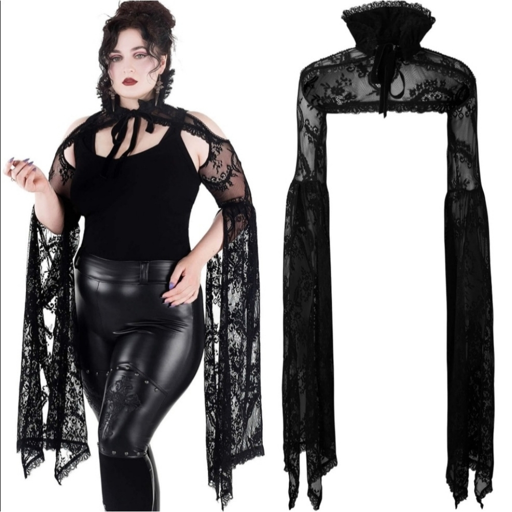 Elegant Black Lace Capelet